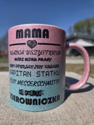 Kubek Mama Brokat Ombre Niebiesko Różowy 330ml