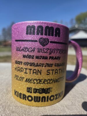 Kubek Mama Brokat Ombre Złoto Różowy 330ml